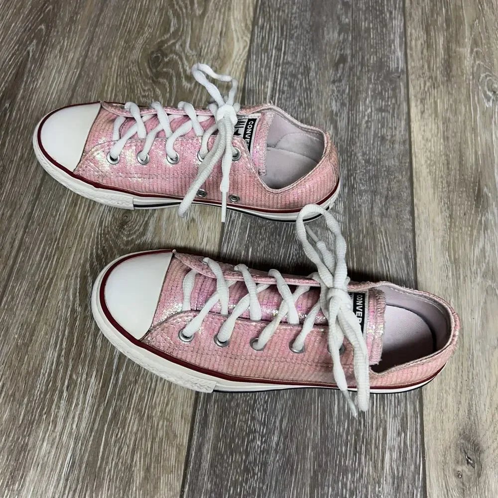 Converse Junior Youth US Size 2 Chuck Taylor All Star Low Pink Glitter Shoes